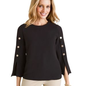 Chico’s Black Solid Military Popover‎ Casual Top Size Women’s 0/XS